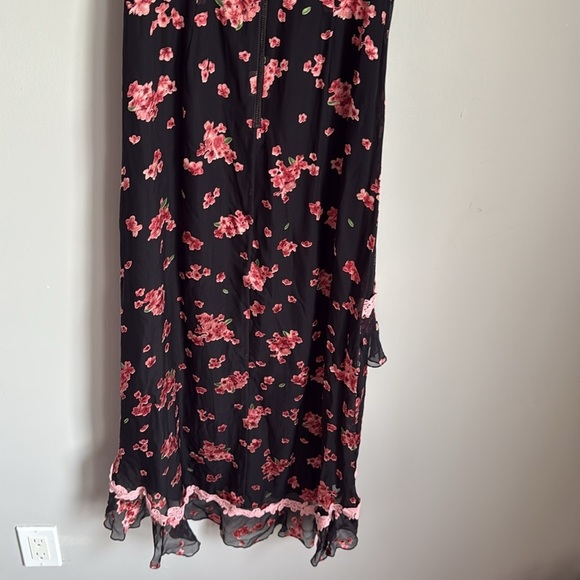 ALICE & OLIVIA Caydon Floral-pattern Silk-chiffon Cluster Flower Pink Dress 4 - Picture 4 of 12